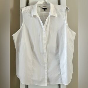 Talbots White Sleeveless Button-Down Shirt